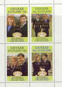 Davaar Island 1986 Royal Wedding perf sheetlet of 4 opt'd Duke & Duchess of York in gold, unmounted mint