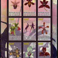 Djibouti 2010 Orchids imperf sheetlet containing 9 values unmounted mint
