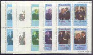 Bernera 1986 Royal Wedding perf sheetlet of 4 opt'd Duke & Duchess of York in gold, the set of 5 progressive proofs, comprising single colour, 2-colour, two x 3-colour combinations plus completed design each with opt. (20 proofs) ……Details Below