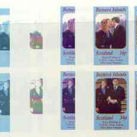 Bernera 1986 Royal Wedding imperf sheetlet of 4, the set of 5 progressive proofs, comprising single colour, 2-colour, two x 3-colour combinations plus completed design (20 proofs) unmounted mint