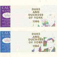 Calve Island 1986 Royal Wedding imperf sheetlet of 4 opt'd Duke & Duchess of York in gold, the set of 4 progressive proofs, comprising single colour, 2-colour and two x 3-colour combinations each with opt. (16 proofs) unmounted mint