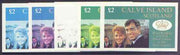 Calve Island 1986 Royal Wedding imperf deluxe sheet (£2 value) opt'd Duke & Duchess of York in silver, the set of 5 progressive proofs, comprising single colour, 2-colour, two x 3-colour combinations plus completed design each wit……Details Below