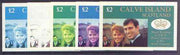 Calve Island 1986 Royal Wedding imperf deluxe sheet (£2 value) the set of 5 progressive proofs, comprising single colour, 2-colour, two x 3-colour combinations plus completed design (5 proofs) unmounted mint