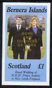 Bernera 1986 Royal Wedding imperf souvenir sheet (£1 value) opt'd Duke & Duchess of York in gold, unmounted mint