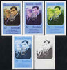 Bernera 1986 Royal Wedding imperf deluxe sheet (£2 value) opt'd Duke & Duchess of York in silver, the set of 5 progressive proofs, comprising single colour, 2-colour, two x 3-colour combinations plus completed design each with opt……Details Below