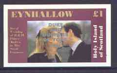 Eynhallow 1986 Royal Wedding imperf souvenir sheet (£1 value) opt'd Duke & Duchess of York in silver unmounted mint