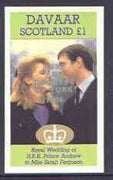 Davaar Island 1986 Royal Wedding imperf souvenir sheet (£1 value) opt'd Duke & Duchess of York in silver unmounted mint