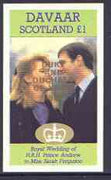 Davaar Island 1986 Royal Wedding imperf souvenir sheet (£1 value) opt'd Duke & Duchess of York in gold unmounted mint