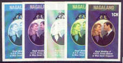 Nagaland 1986 Royal Wedding imperf souvenir sheet (1ch value) the set of 5 progressive proofs, comprising single colour, 2-colour, two x 3-colour combinations plus completed design (5 proofs) unmounted mint