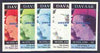 Davaar Island 1986 Queen's 60th Birthday imperf souvenir sheet (£1 value) with AMERIPEX opt in blue, the set of 5 progressive proofs comprising single colour, 2-colour and three x 3-colour combinations (5 proofs) unmounted mint