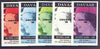 Davaar Island 1986 Queen's 60th Birthday imperf souvenir sheet (£1 value) with AMERIPEX opt in black, the set of 5 progressive proofs comprising single colour, 2-colour and three x 3-colour combinations (5 proofs) unmounted mint
