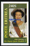 Eritrea 1986 Queen's 60th Birthday imperf deluxe sheet (240s value) with AMERIPEX opt in blue unmounted mint