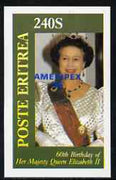 Eritrea 1986 Queen's 60th Birthday imperf deluxe sheet (240s value) with AMERIPEX opt in blue unmounted mint