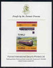 Tuvalu 1985 Locomotives #5 (Leaders of the World) 65c 'Flying Hamburger' imperf se-tenant proof pair mounted on Format International proof card (as SG 352a)