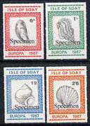 Isle of Soay 1967 Europa (Shells) rouletted set of 4 opt'd Specimen (scarce with very few sets produced) unmounted mint
