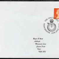 Postmark - Great Britain 2002 cover with Manchester 2002 Games cancel illustrated with Stop Watch