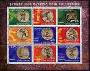 Kyrgyzstan 2000 Sydney Olympic Coins perf sheetlet containing set of 9 values unmounted mint