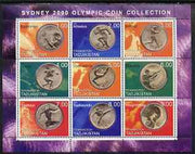 Tadjikistan 2000 Sydney Olympic Coins perf sheetlet containing set of 9 values unmounted mint