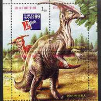 Ingushetia Republic 1999 Dinosaurs composite perf sheetlet containing set of 4 values unmounted mint (one stamp with Philex France '99 logo