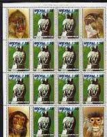 Abkhazia 2000 Statue of Primate perf sheetlet containing 4 se-tenant blocks of 4 (12 x 1.50 stamps plus 4 label) unmounted mint