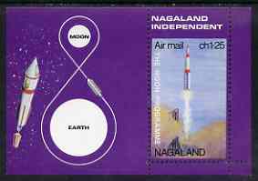 Nagaland 1969 The Moon programme 1ch25 m/sheet perf on three sides only unmounted mint