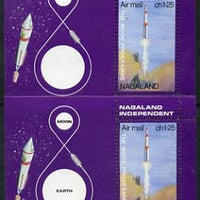 Nagaland 1969 The Moon programme 1ch25 m/sheet with 'Earth' omitted plus normal, both unmounted mint