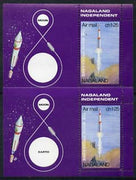 Nagaland 1969 The Moon programme 1ch25 m/sheet with 'Earth' omitted plus normal, both unmounted mint