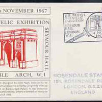 Postmark - Great Britain 1967 cover for Britsh Philatelic Exhibition (4th Day with Marble Arch in red) with Magnifier illustrated cancel (cover slightly grubby)
