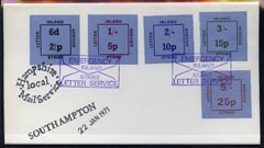 Great Britain 1971 Postal Strike cover bearing set of 5 dual currency Inland Letter Strike Labels cancelled 'Emergency Inland Strike Letter Service' endorsed 'Southampton' & 'Hampshire Local Mail Service'