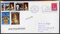 Great Britain 1971 Postal Strike cover to France bearing Staffa set of 4 revalued defs overprinted 'Emergency Strike Post, International Mail' with Staffa obliterated, various cachets plus French 50c stamp cancelled Le Havre
