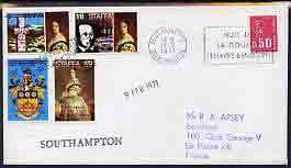 Great Britain 1971 Postal Strike cover to France bearing Staffa set of 4 revalued defs overprinted 'Emergency Strike Post, International Mail' with Staffa obliterated, various cachets plus French 50c stamp cancelled Le Havre