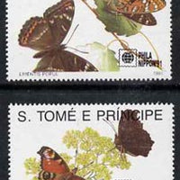 St Thomas & Prince Islands 1991 Phila Nippon '91 Stamp Exhibition (Butterflies) perf set of 2 values unmounted mint