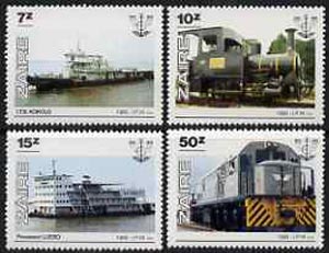 Zaire 1985 National Transport Office (Ships & Trains) perf set of 4 unmounted mint, SG 1258-61