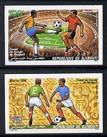 Djibouti 1986 Football World Cup imperf set of 2 from limited printing unmounted mint as SG 973-4
