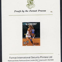 St Vincent 1987 International Tennis Players $1 Chris Evert imperf proof mounted on Format International proof card (as SG 1060)