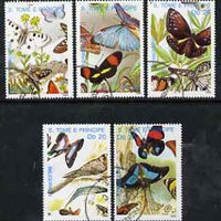 St Thomas & Prince Islands 1989 Butterflies perf set of 5 very fine cto used