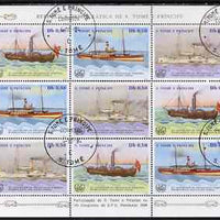 St Thomas & Prince Islands 1984 UPU Congress (Paddle Steamers) perf sheetlet of 9 (3 sets of 3) fine cto used