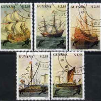 Guyana 1990 Early Sailing Ships perf set of 5 very fine cto used