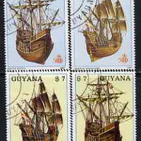 Guyana 1987 Early Ships (Santa Maria & Grande Francoise) perf set of 4 very fine cto used