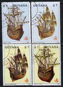 Guyana 1987 Early Ships (Santa Maria & Grande Francoise) perf set of 4 very fine cto used