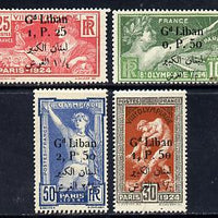 Lebanon 1924 Olympic Games set of 4 optd 'Gd Liban' & surcharged, fine mounted mint SG 49-52