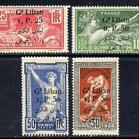 Lebanon 1924 Olympic Games set of 4 optd 'Gd Liban' & surcharged, fine mounted mint SG 49-52