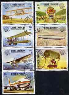 St Thomas & Prince Islands 1983 Bicentenary of Manned Flight set of 7, cto used Mi 830-36