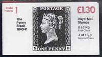 Great Britain 1981-85 Postal History series #01 (Penny Black) £1.30 booklet complete with selvedge at left SG FL1A