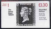 Great Britain 1981-85 Postal History series #01 (Penny Black) £1.30 booklet complete with selvedge at left SG FL1A