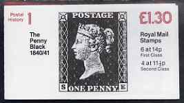 Great Britain 1981-85 Postal History series #01 (Penny Black) £1.30 booklet complete with selvedge at left SG FL1A