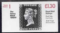 Great Britain 1981-85 Postal History series #01 (Penny Black) £1.30 booklet complete with selvedge at right SG FL1B
