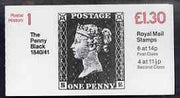 Great Britain 1981-85 Postal History series #01 (Penny Black) £1.30 booklet complete with selvedge at right SG FL1B