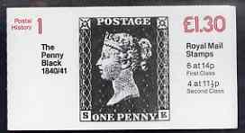 Great Britain 1981-85 Postal History series #01 (Penny Black) £1.30 booklet complete with selvedge at right SG FL1B