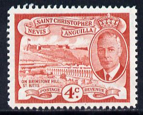 St Kitts-Nevis 1952 KG6 Brimstone Hill 4c from Pictorial def set unmounted mint SG 97